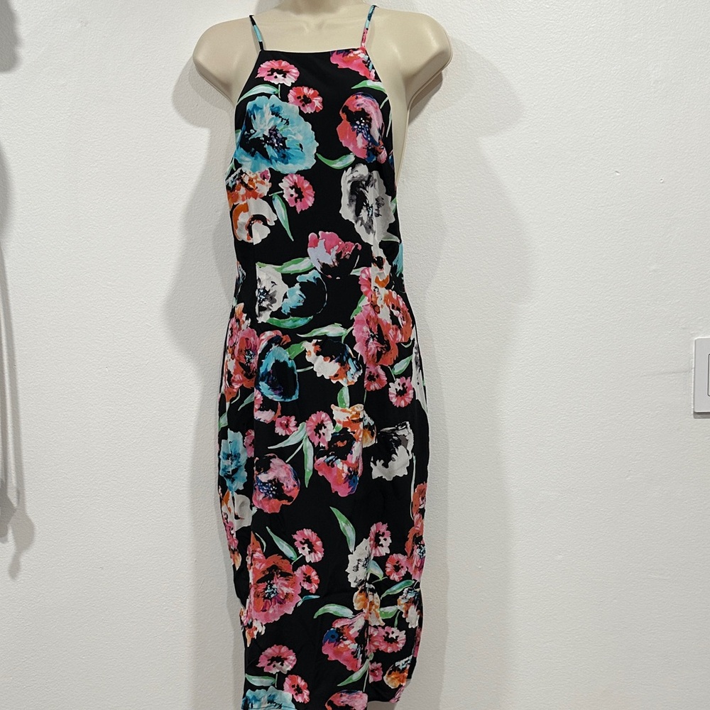Yumi Kim Black Floral Midi Dress